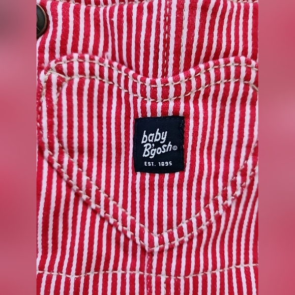 OshKosh B’gosh Baby Red & White Striped Overalls Dress Cotton 18 Month Vestbak - Picture 3 of 10